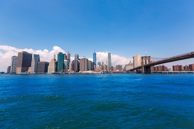 Ponte brooklyn, e, manhattan, skyline, nova iorque