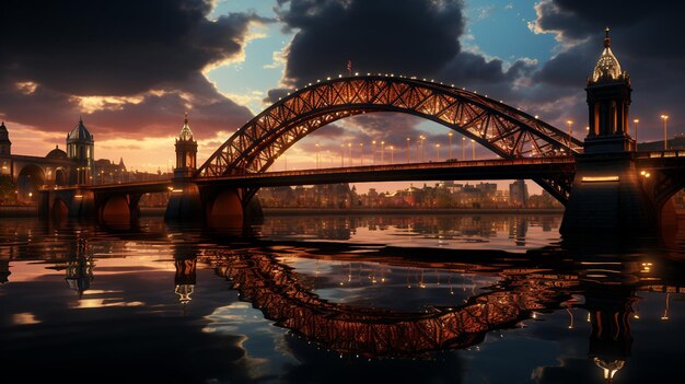 Foto ponte da cidade uma ponte bem iluminada que abrange a ia gera ilustração