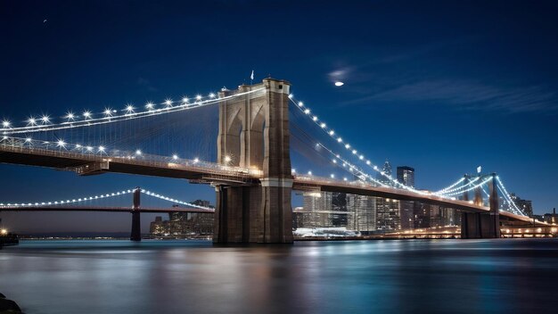 Foto ponte de brooklyn à noite