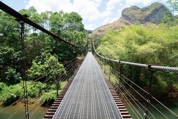 Ponte de ferro e montanha