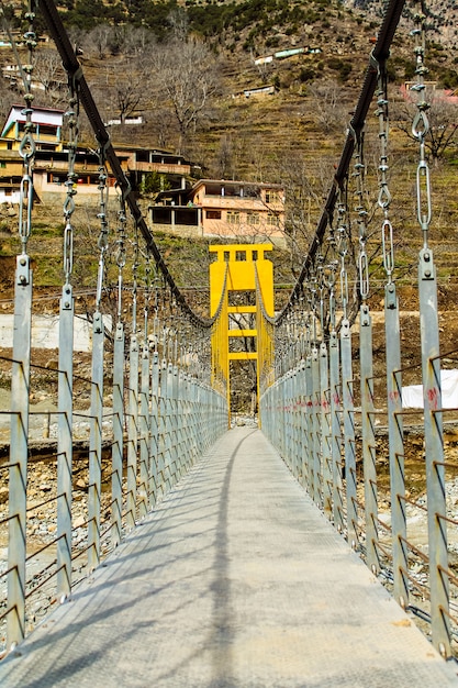 Ponte, de, rio golpe, Kalam, swat, paisagem paisagem