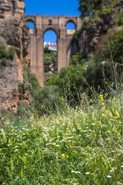 Foto ponte de ronda, uma das aldeias brancas mais famosas de málaga, andaluzia, espanha