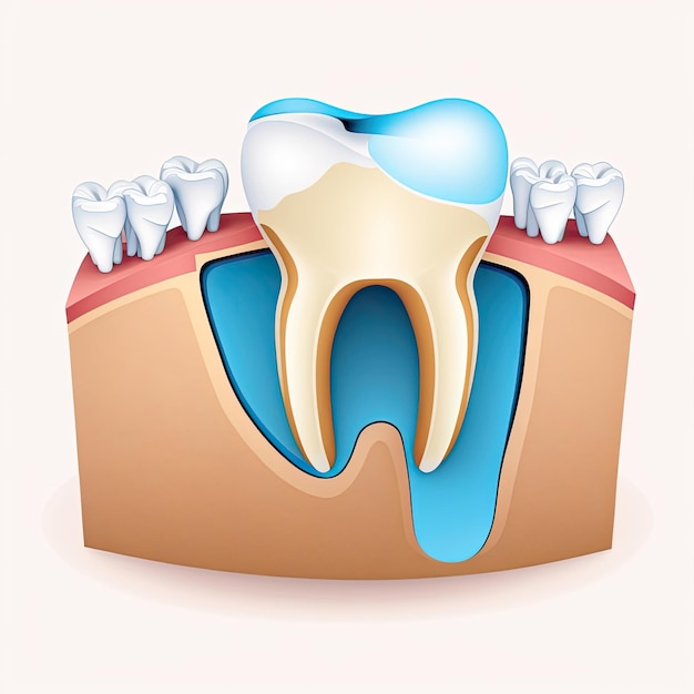 Foto ponte dentária de infográficos usada para cobrir uma ilustração vetorial de problemas dentários de dente ausente feito por inteligência artificial ai