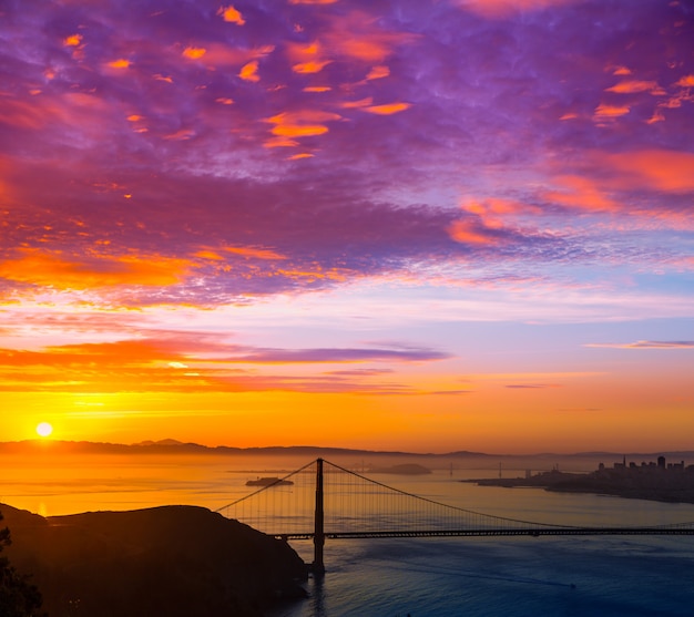 Ponte dourada portão, são francisco, amanhecer, califórnia