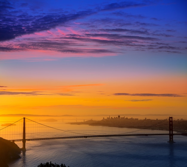 Ponte dourada portão, são francisco, amanhecer, califórnia