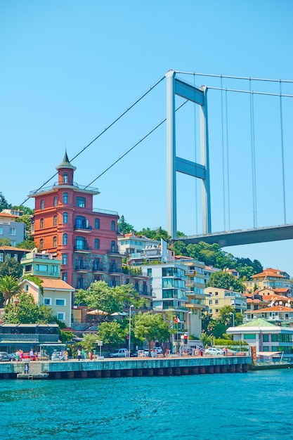 Ponte Fatih Sultan Mehmet sobre o Estreito de Bósforo, Istambul, Turquia