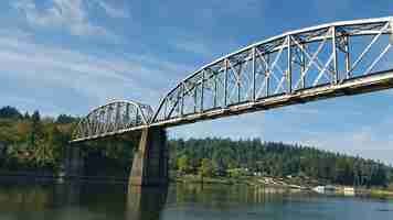 Foto ponte metálica sobre o rio willamette contra o céu