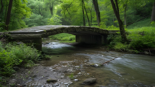 Ponte sobre a água no meio da natureza