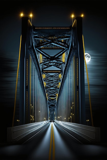 ponte sobre o rio ponte noturna ponte à noite IA generativa