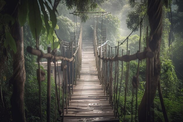 Ponte suspensa na selva