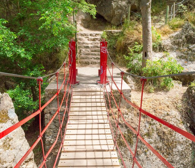 ponte suspensa sobre o rio