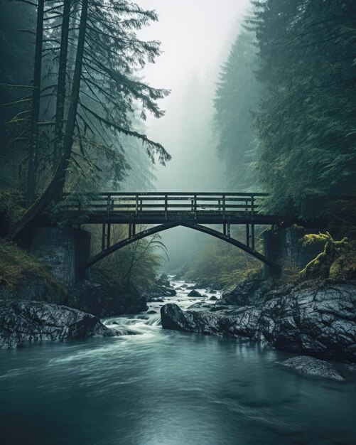 Ponte velha em uma área florestal