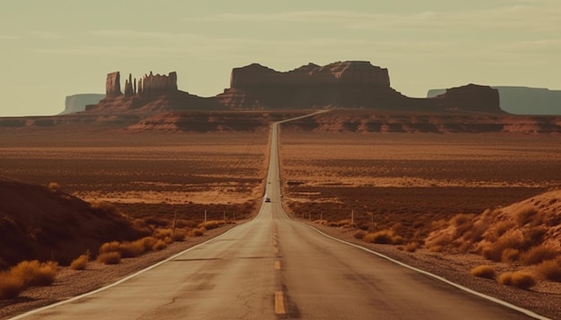 Ponto de fuga na famosa viagem rodoviária de Monument Valley gerada por IA