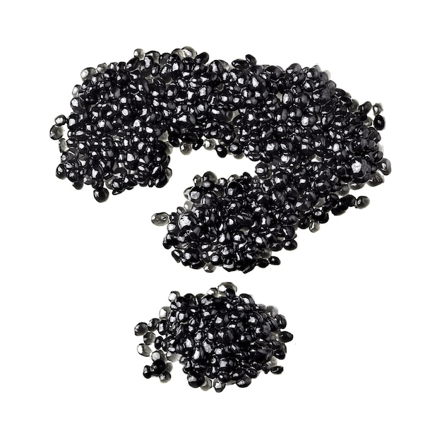 Ponto de interrogação - alfabeto feito de caviar preto
