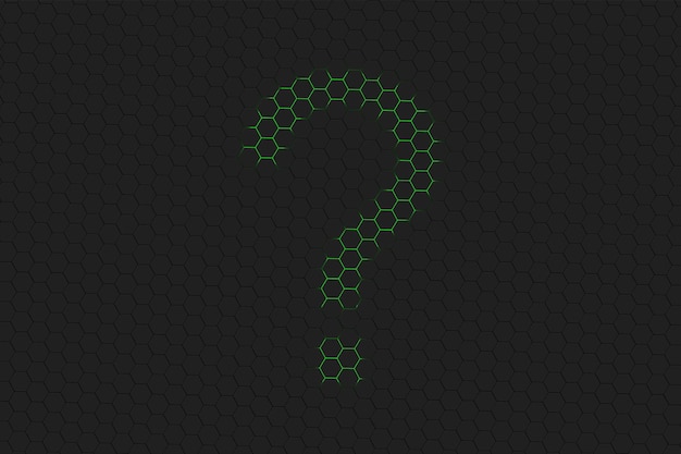 Foto ponto de interrogação símbolo, ponto de interrogação, hexágono verde