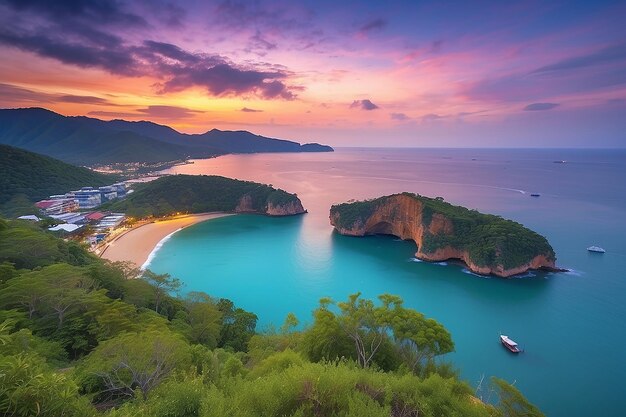 Foto ponto de vista do cabo phromthep no céu do crepúsculo em phuket, na tailândia