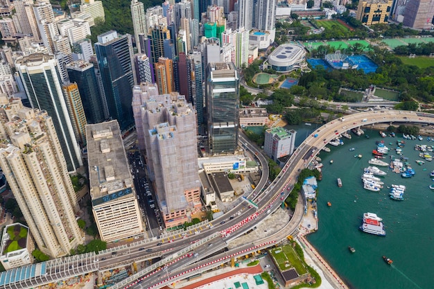 Ponto Norte, Hong Kong 01 de junho de 2019: Vista superior da ilha de Hong Kong