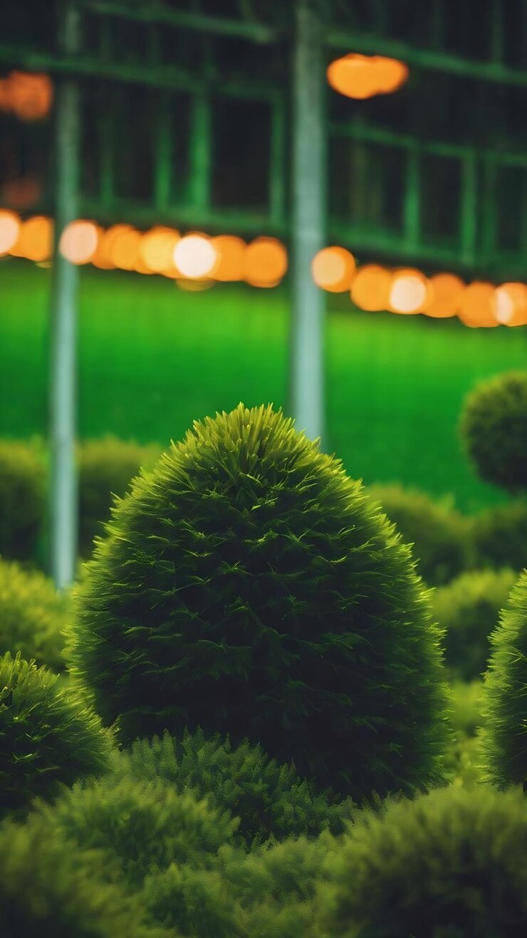 Foto pontos brilhantes borrosos em tons verdes