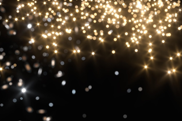 Pontos de luz flutuantes em fundo preto renderização 3D