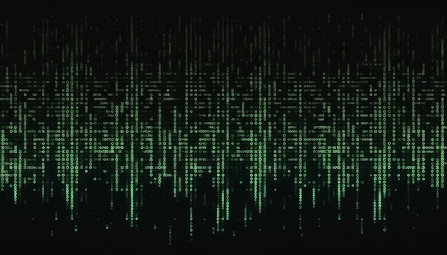 Pontos de queda do código binário do fundo escuro digital da matriz com código corrompido de efeito de ruído