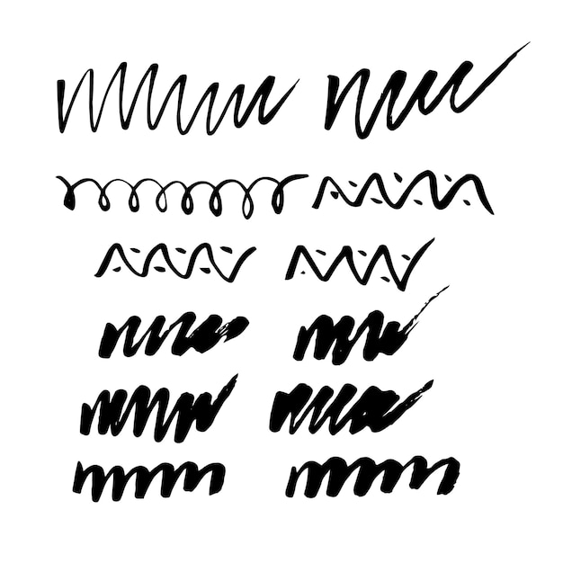 Pontos de tinta desenhados à mão e texturas grunge isoladas em fundo branco conjunto de desenhos a mão de tinta. Ilustração vetorial