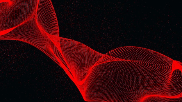 Pontos digitais e linha de fundo Fundo de onda abstrata de cor vermelha