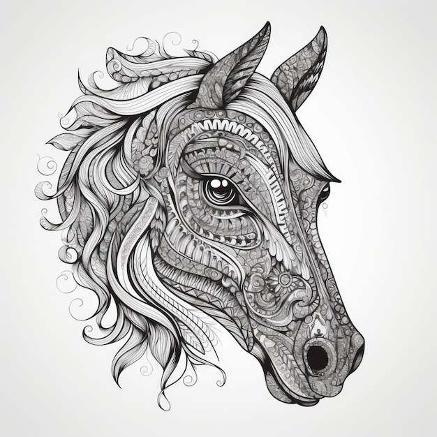 Pony im Mandala-Stil Illustration AI Generativ