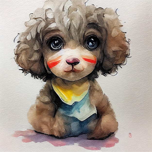 Poodle de juguete. Adorable cachorro de perro. Ilustración de acuarela con manchas de color. Todas las razas de perros