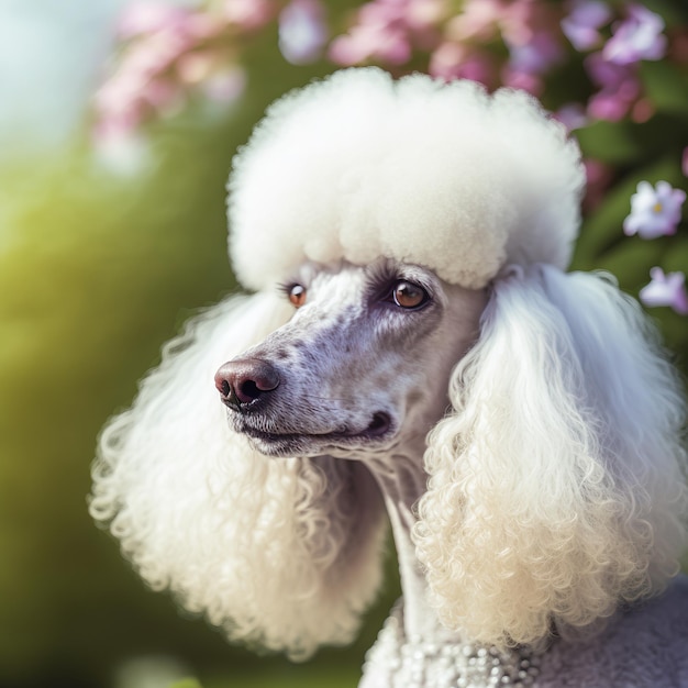 Poodle toy realista em fundo natural ao ar livre arrebatador