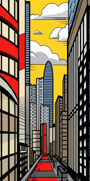 Pop Art Chicago Uma paisagem urbana vibrante no estilo de Roy Lichtenstein