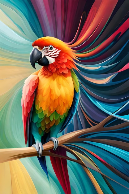 Pop art colorido do pássaro papagaio
