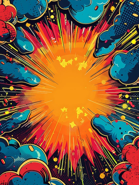 Pop Art Comic Book Arcane Frame com estilo de quadrinhos Illust Neon Color Background Art Collection