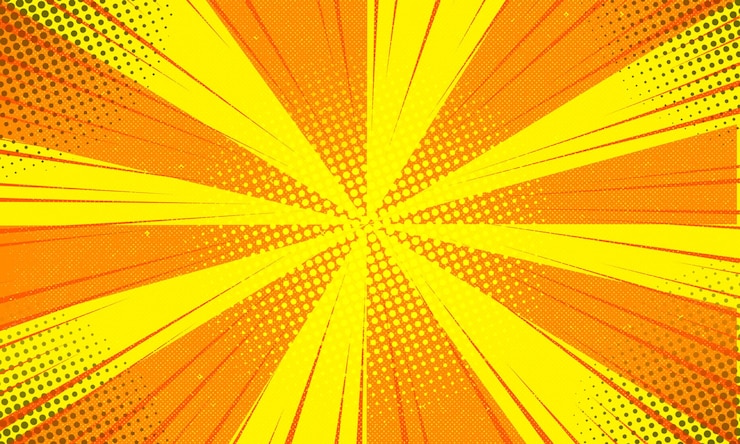 Foto pop art explosão de sol amarelo zoom em quadrinhos colorido meio-tom vintage pano de fundo para texto de super-herói em quadrinhos
