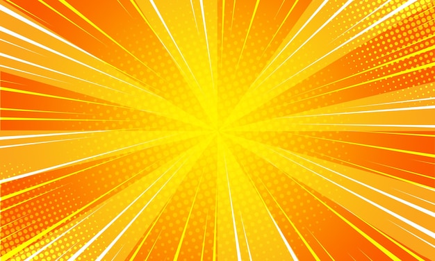 Pop Art Gelbe Sonne platzte Comic-Zoom bunte Halbton-Vintage-Kulisse für Comic-Superhelden-Text