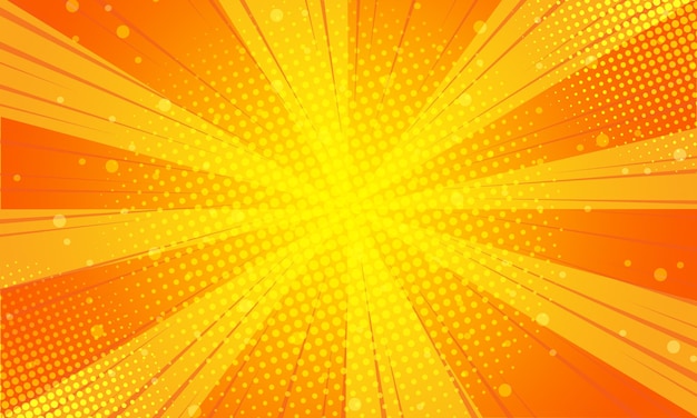 Pop Art Gelbe Sonne platzte Comic-Zoom bunte Halbton-Vintage-Kulisse für Comic-Superhelden-Text