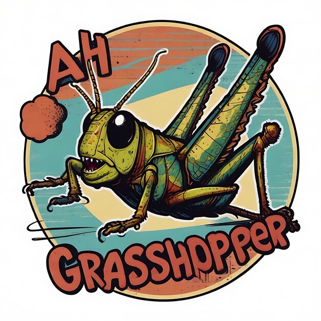 Foto pop art grasshopper retro marvel tribute tee tipografia camisa design tipografia