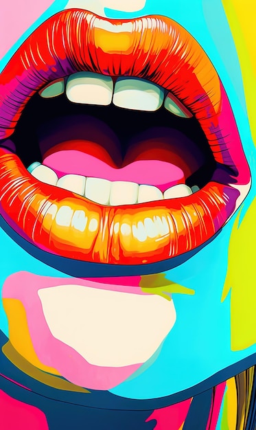 Pop-Art-Mädchen-Mund-Illustration