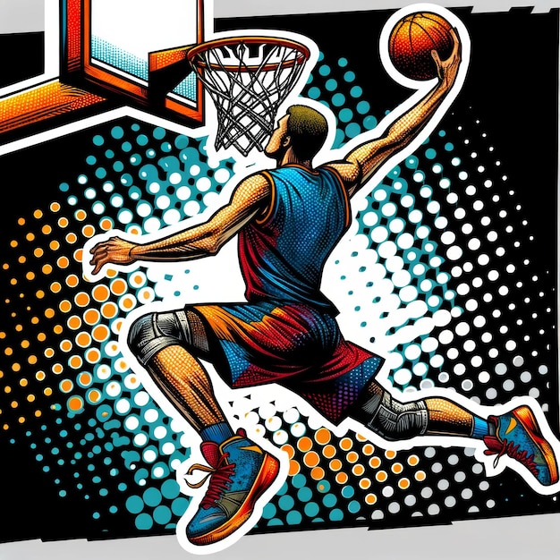 Pop Art Slam Dunk Dynamische Basketball-Action