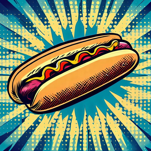 Pop-Art-Stil eines Hotdogs