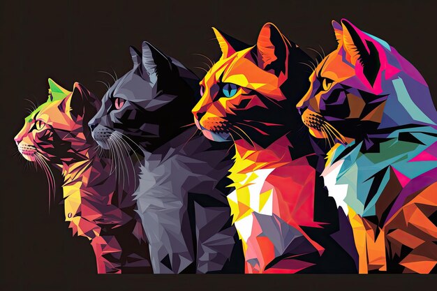 Pop-Art von Katzen im WPAP-Stil aus Indonesien