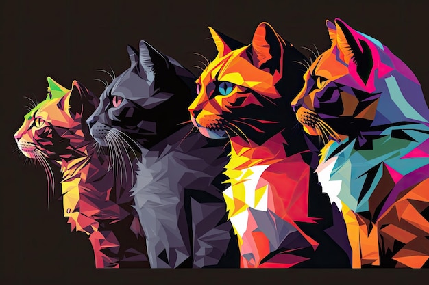 Pop-Art von Katzen im WPAP-Stil aus Indonesien