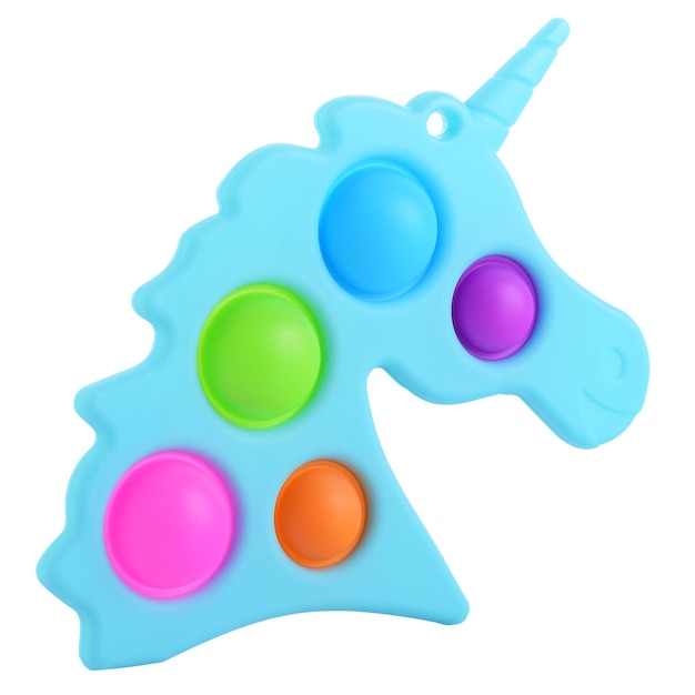 Pop it silicona arco iris antiestrés juguete aislado sobre fondo blanco Simple hoyuelo popular moderno alivio del estrés juguetes para adultos y niños Fidget kid toy Pop Bubble Fidget Forma de unicornio