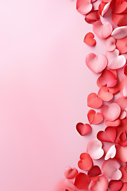 Foto pop vibrante día de san valentín fondo amor con corazones y pétalos de rosa espacio de copia vacío