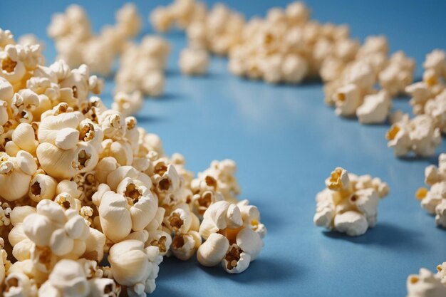 Popcorn em uma mesa de madeira azul