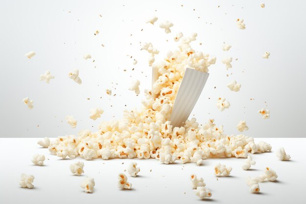 Popcorn fällt in einen Haufen Popcorn