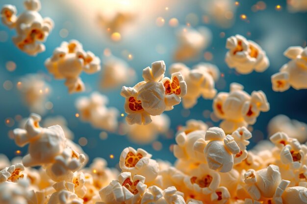 Foto popcorn flutuante no ar inteligência artificial geradora