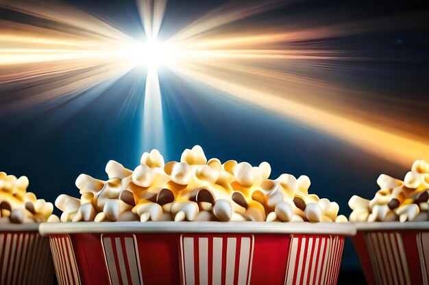 Foto popcorn in einem roten eimer mit einem stern oben drauf