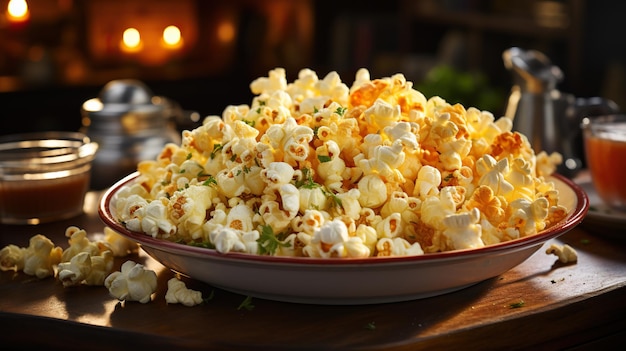 Popcorn mit Guarana Popcorn Popcorn und Guarana-Popcorn Film Schüssel mit Popcorn