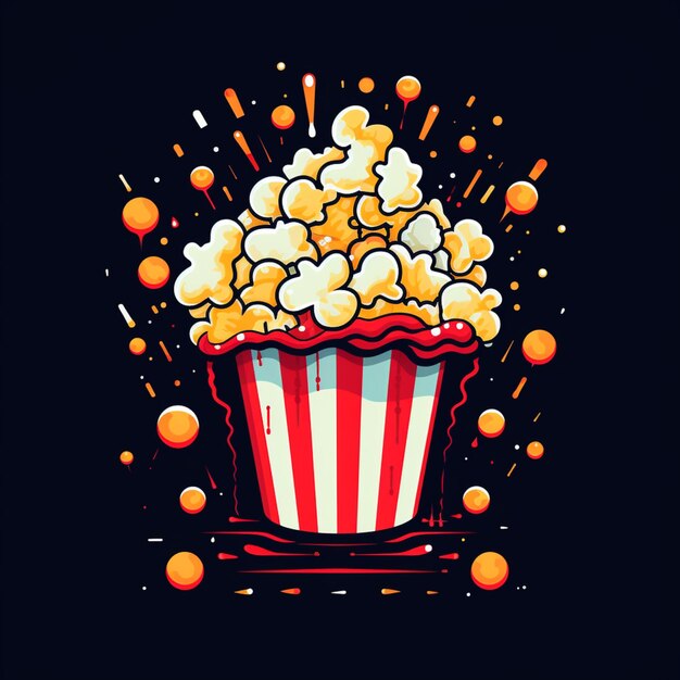 Foto popcorn-symbol und buntes popcorn-design