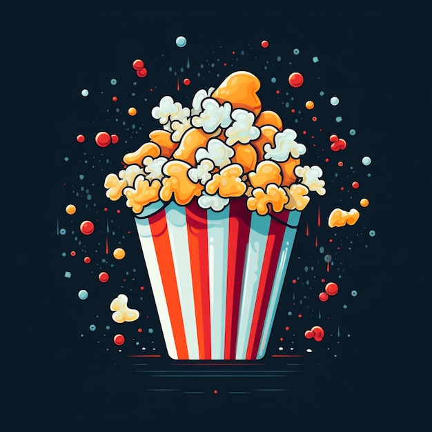 Foto popcorn-symbol und buntes popcorn-design